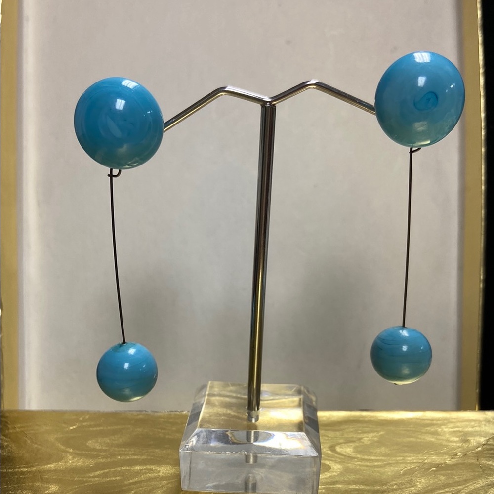 Rousselet faux turquoise glass kinetic earrings